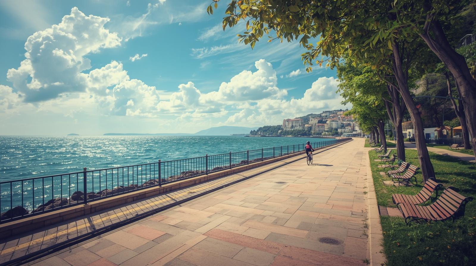 Paseo Marítimo de Bogatell: Ruta en bicicleta o a pie junto al mar, con zonas de descanso.