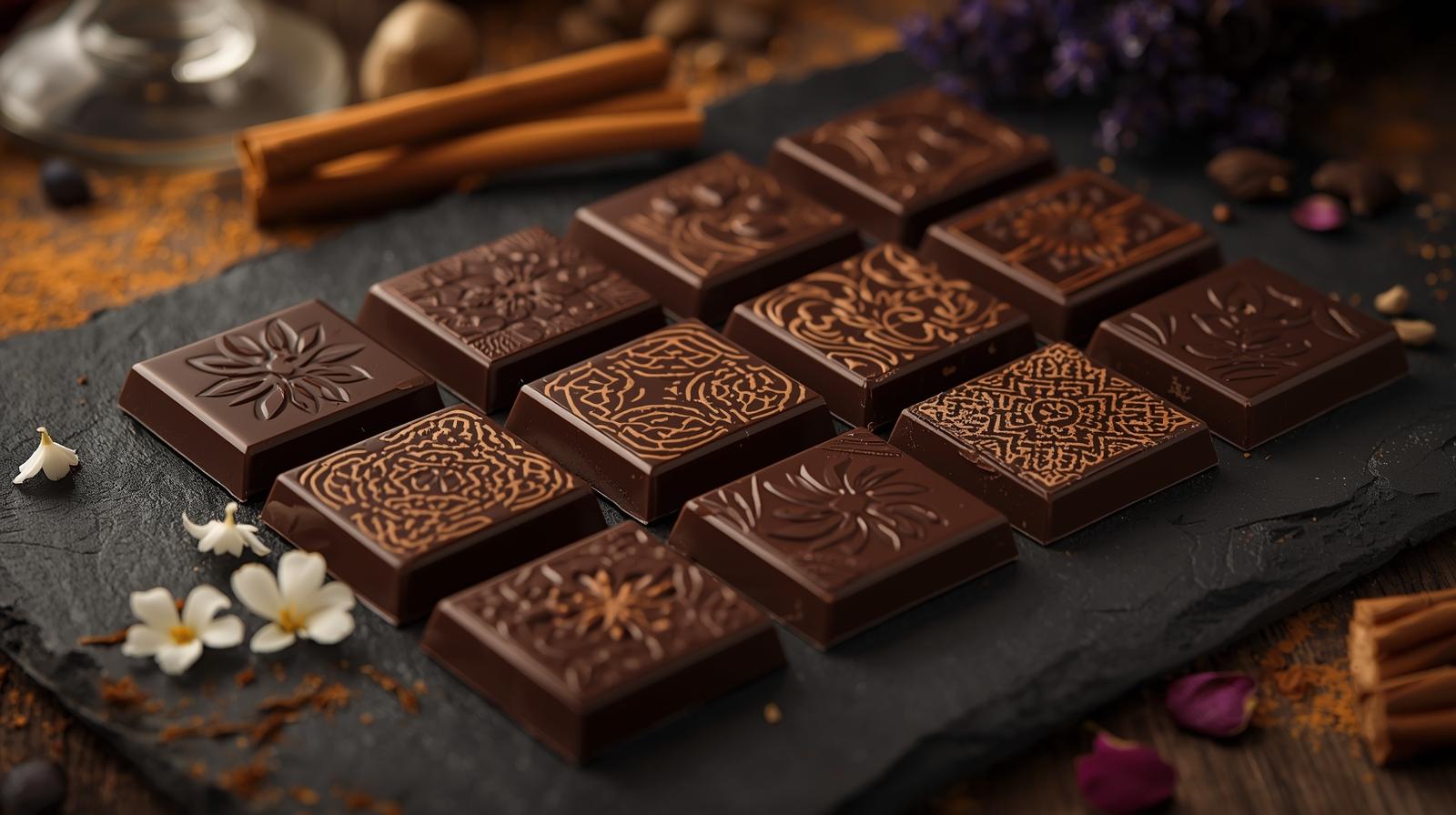 Chocolates con picante y notas florales.