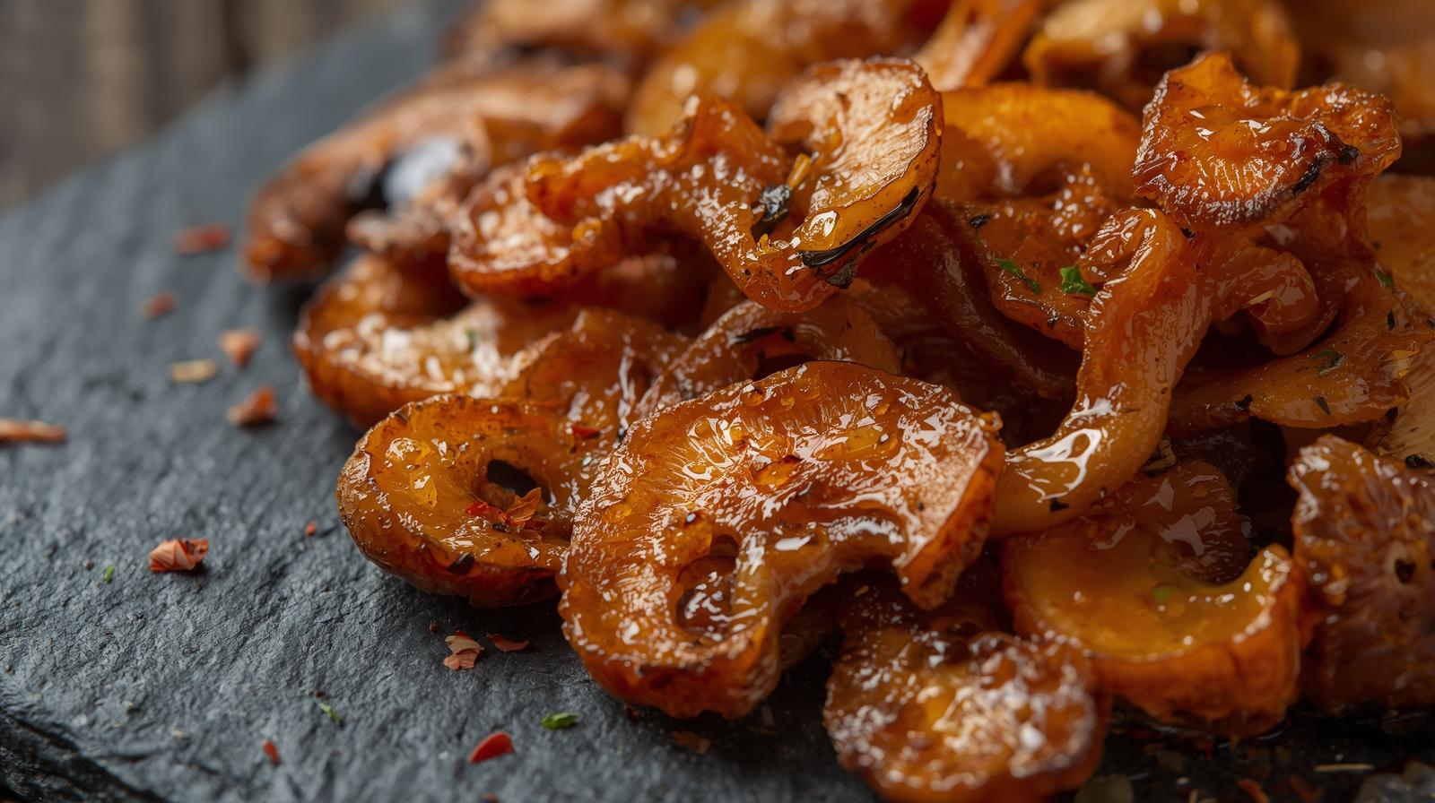 Crujiente fermentado de setas que enciende paladares