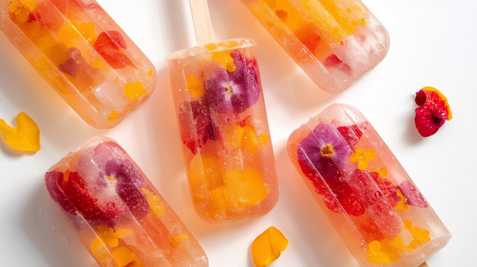 Polos con flores comestibles