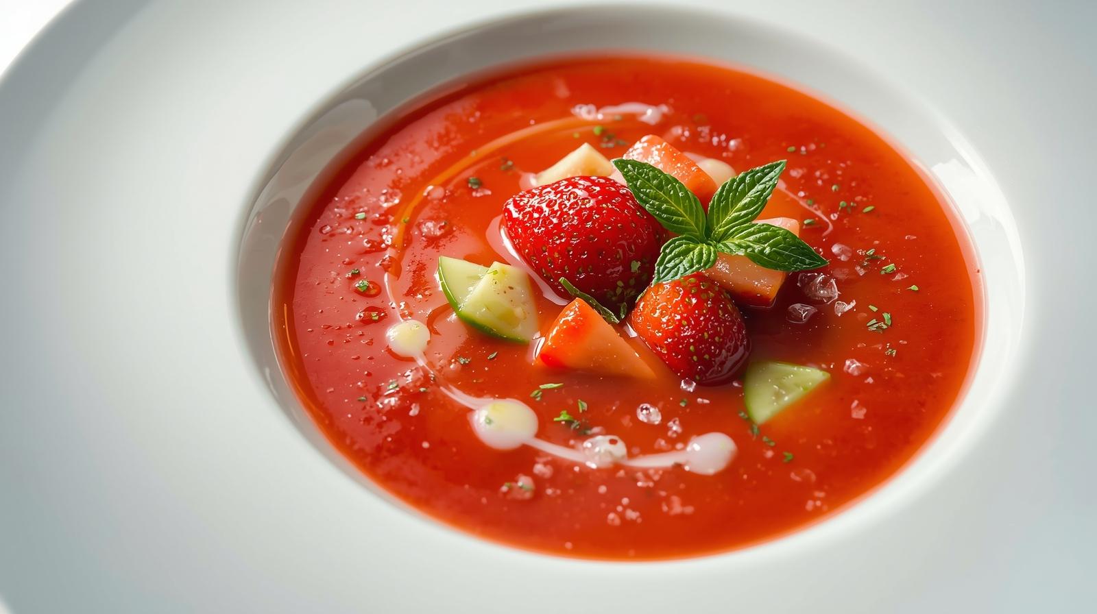 Gazpacho de Fresas Silvestres y Pepino…