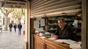 Comerciante revisando facturas y costes fijos de su tienda tras el verano