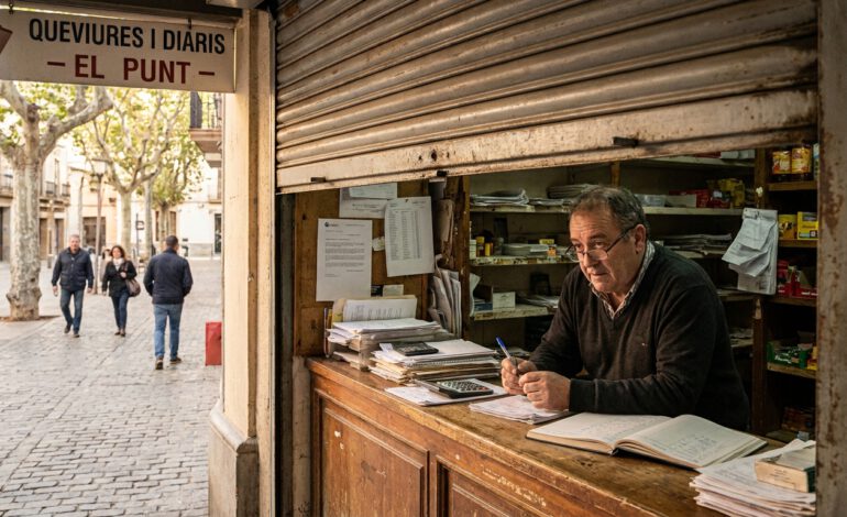 Comerciante revisando facturas y costes fijos de su tienda tras el verano
