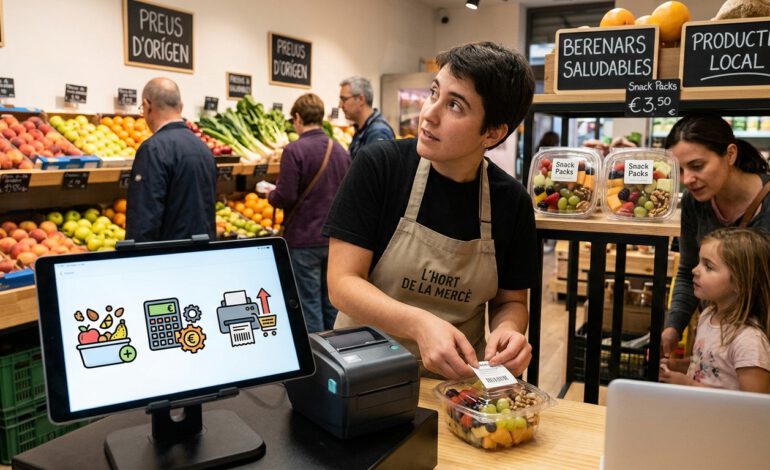 Herramienta para fruterías, tiendas y mercados locales: monta packs de merienda saludable, calcula costes e imprime etiquetas. para aumentar tu ticket medio.